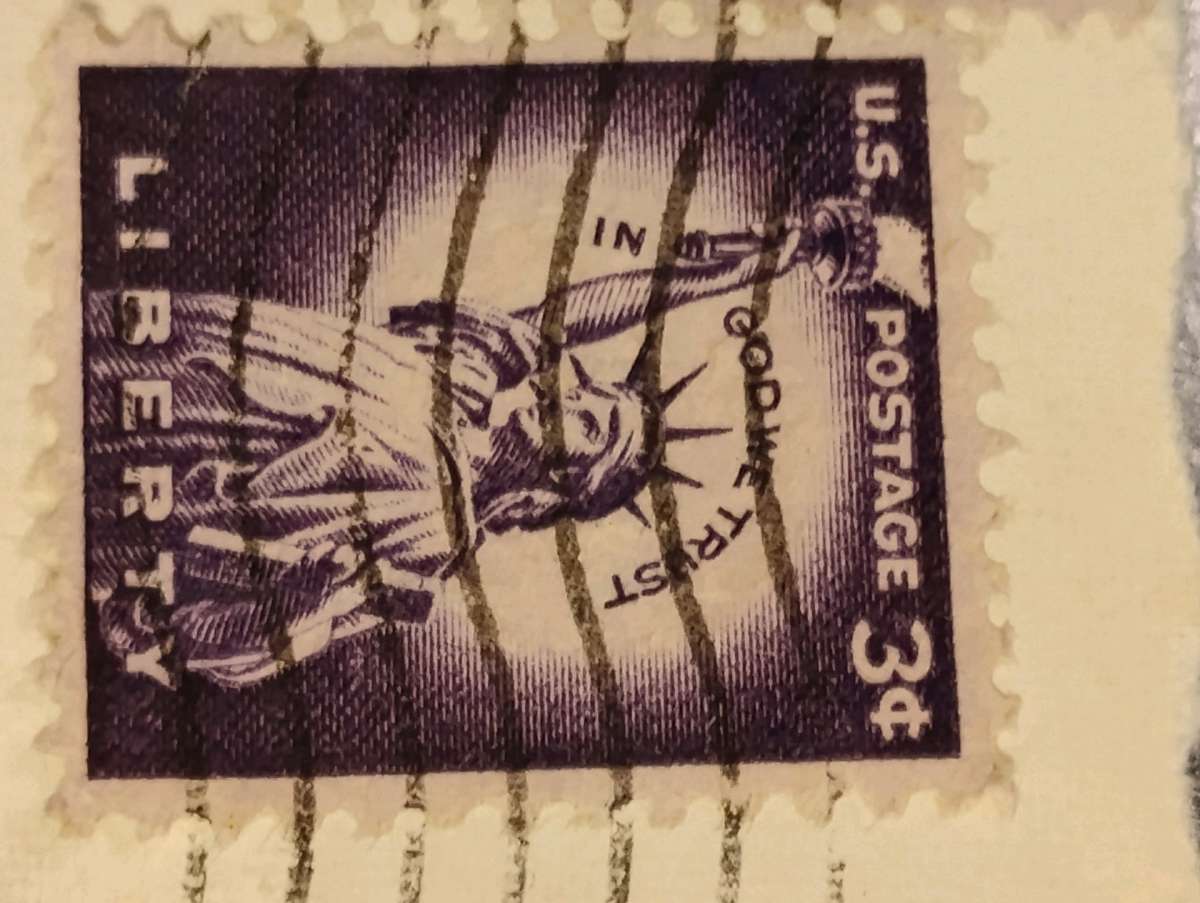 1954 Purple Liberty 3 Cent Stamps postmarked