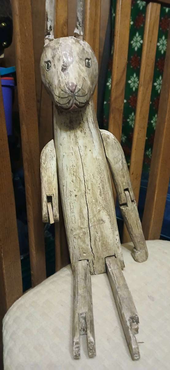 old wood bunny kids toy or home decor