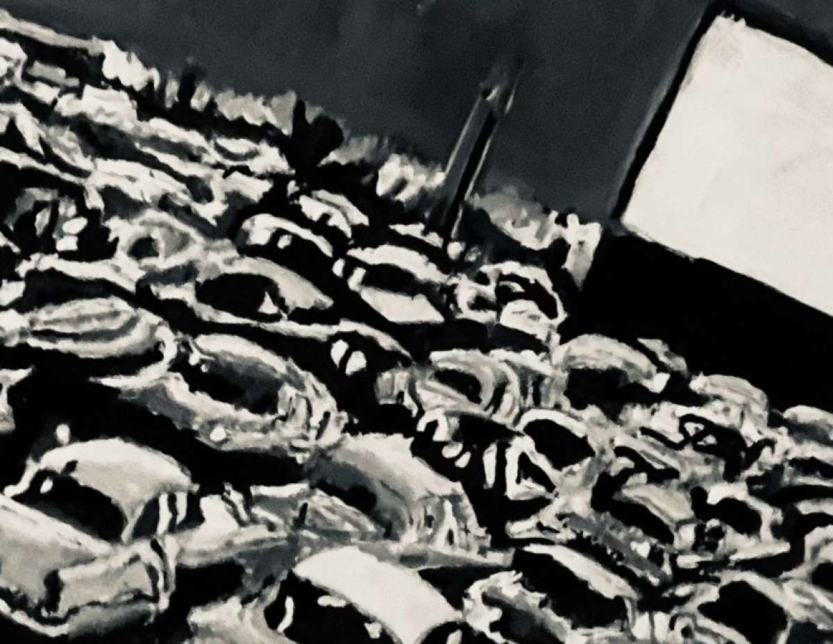 Original Old Car Movie Drive In GG  11 x 14 Black  White Can