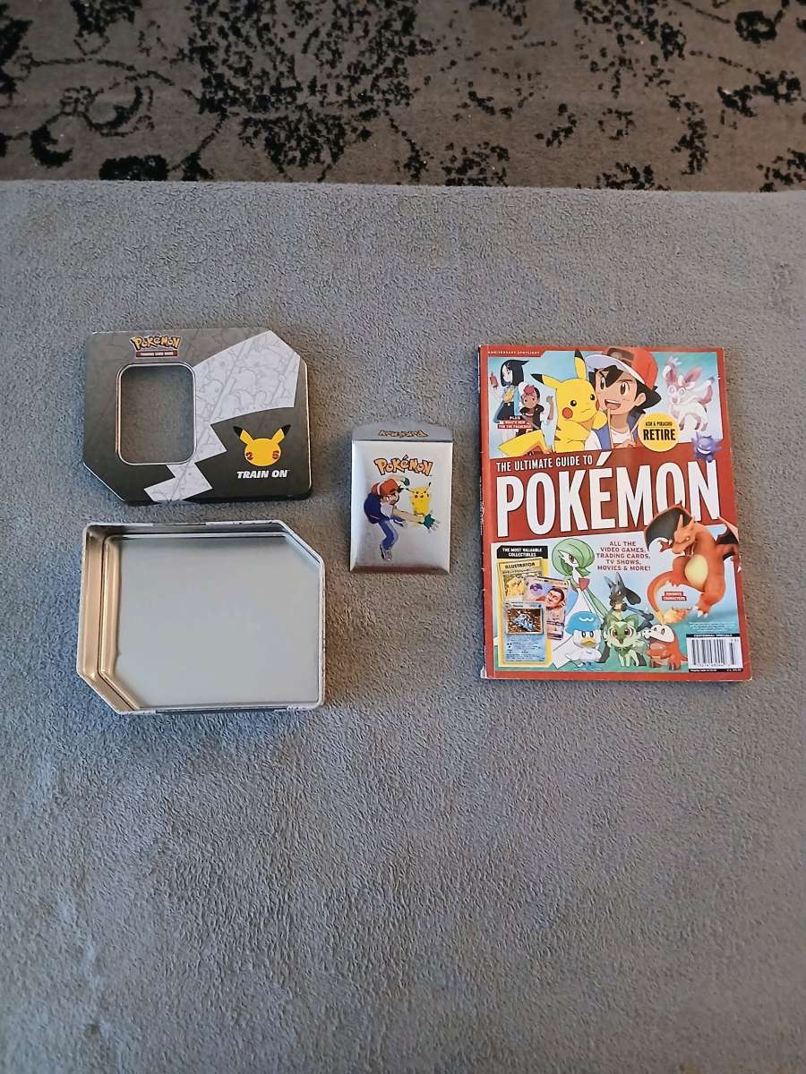263 Pokemon Cards with Tin Box Card Holder And Magazine
