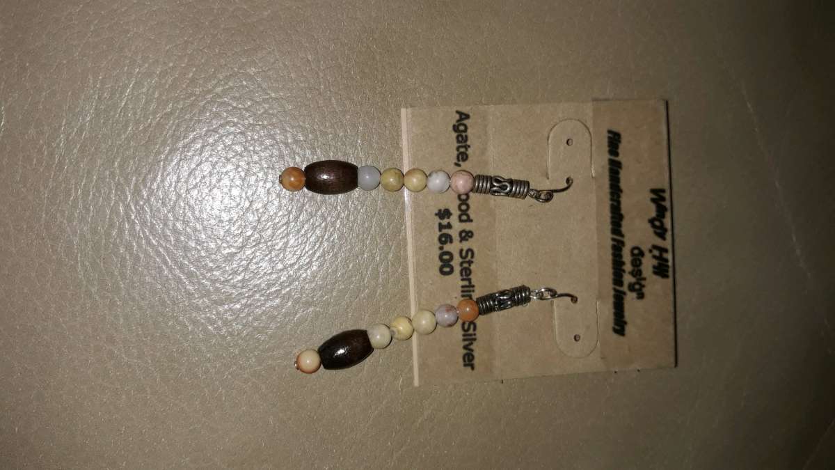 Agate and Wood Earrings