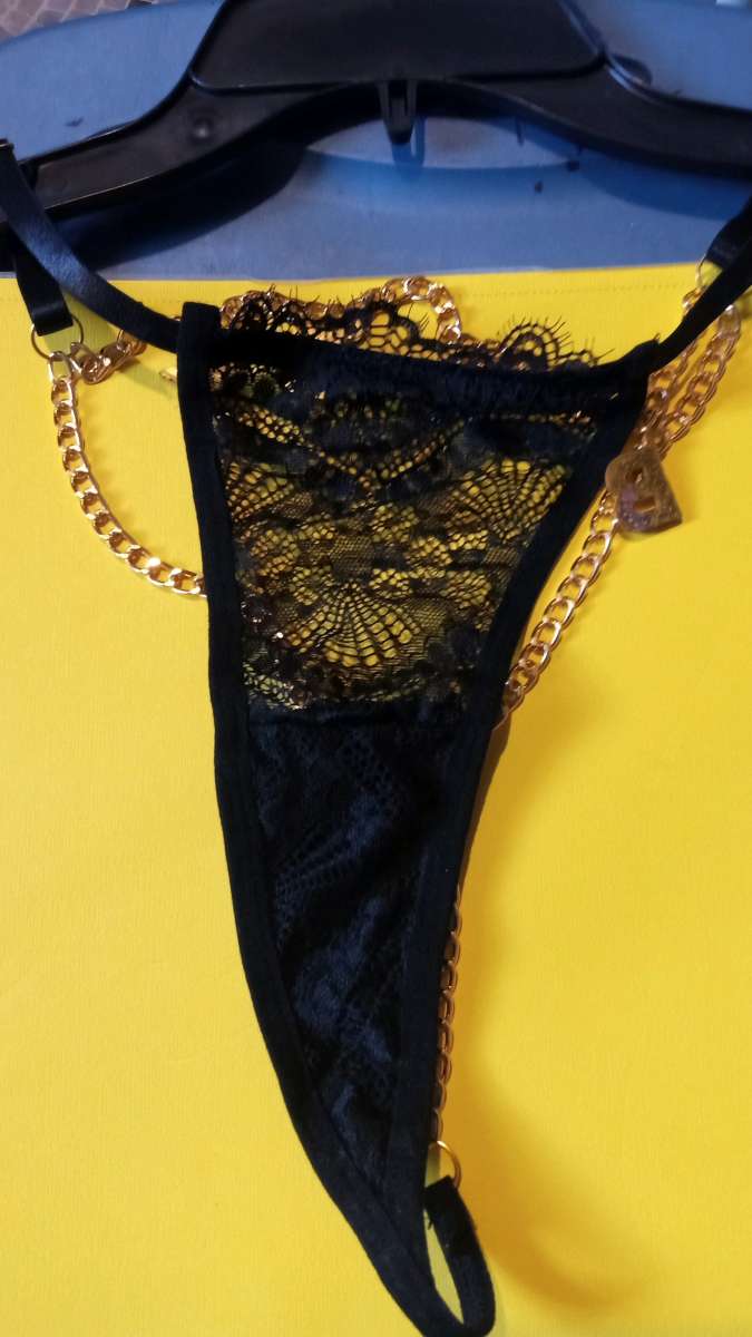 Black Bra and Lace Thongs