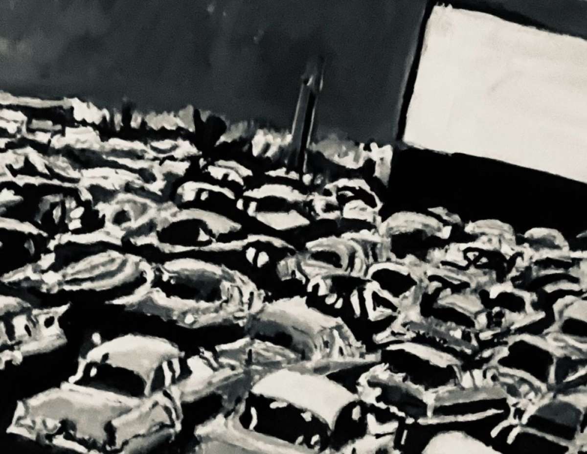 Original Old Car Movie Drive In GG  11 x 14 Black  White Can