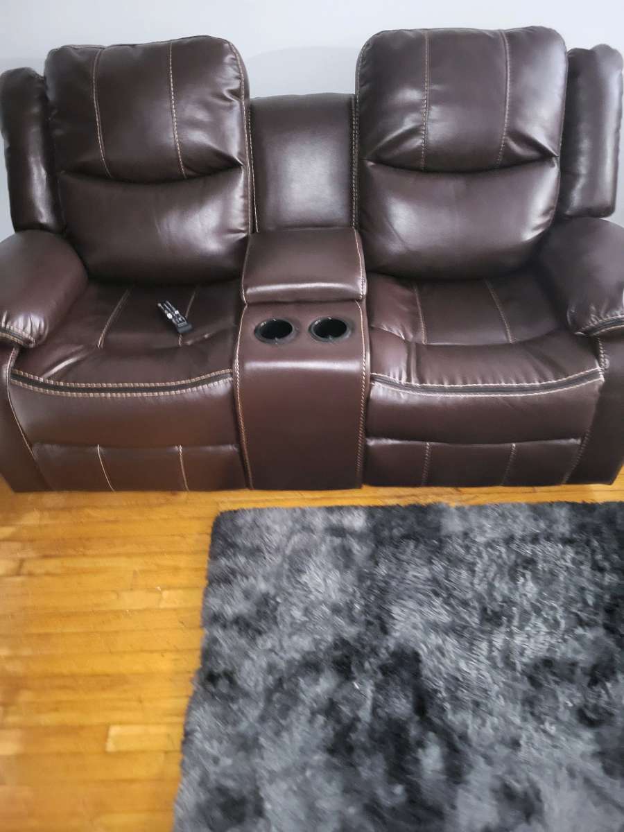 Set of 2 Vegan Leather Theater Recliner Sofas