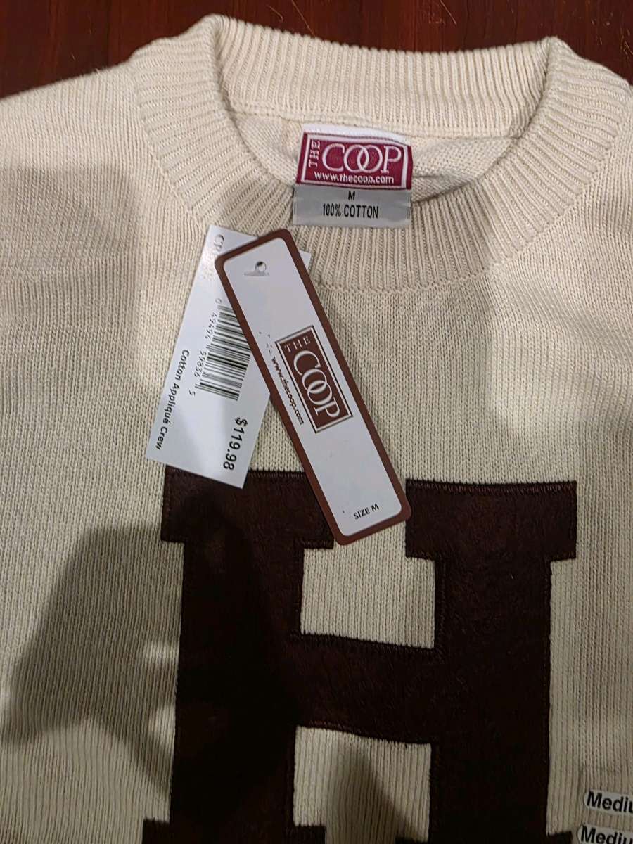 Harvard University COOP applique crew CREME sweater x6