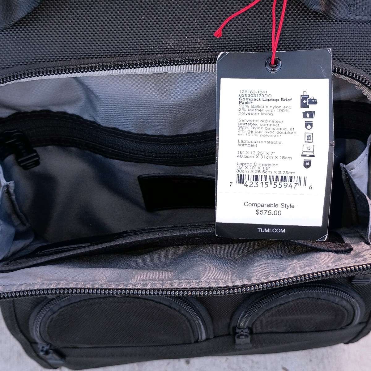 TUMI Alpha 3 Black Compact Laptop Brief Pack