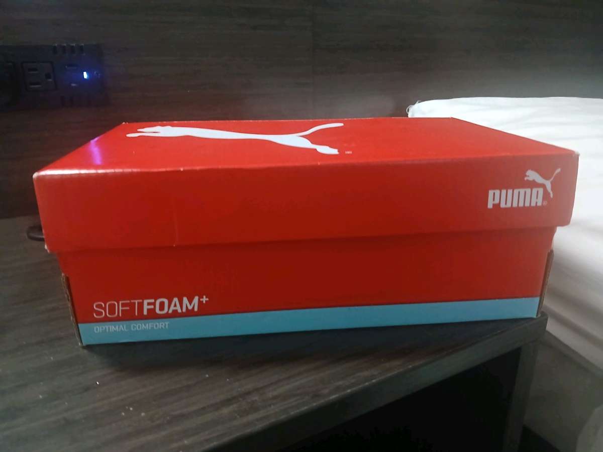 brand new red and white puma sneakers