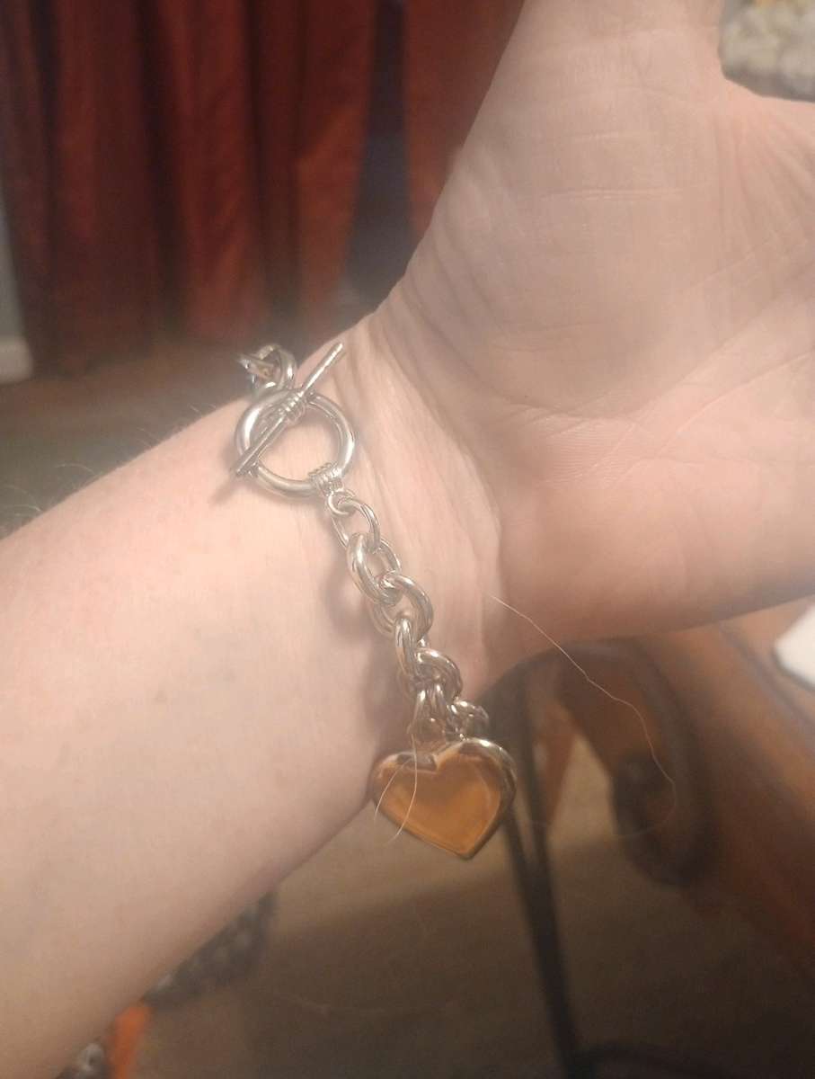 womens silver link charm bracelet