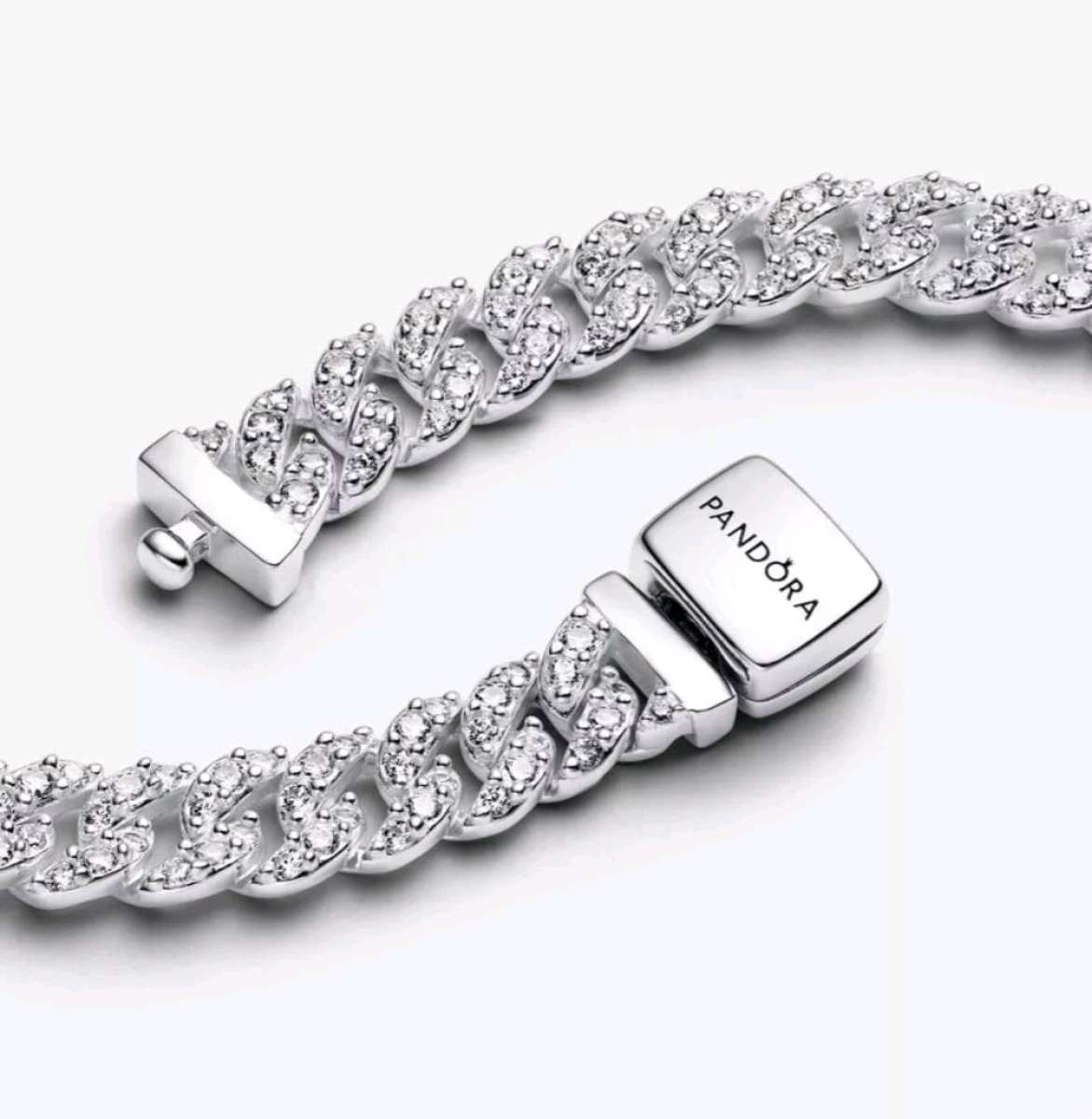PANDORA STERLING SILVER PAVE CUBAN NECKLACE