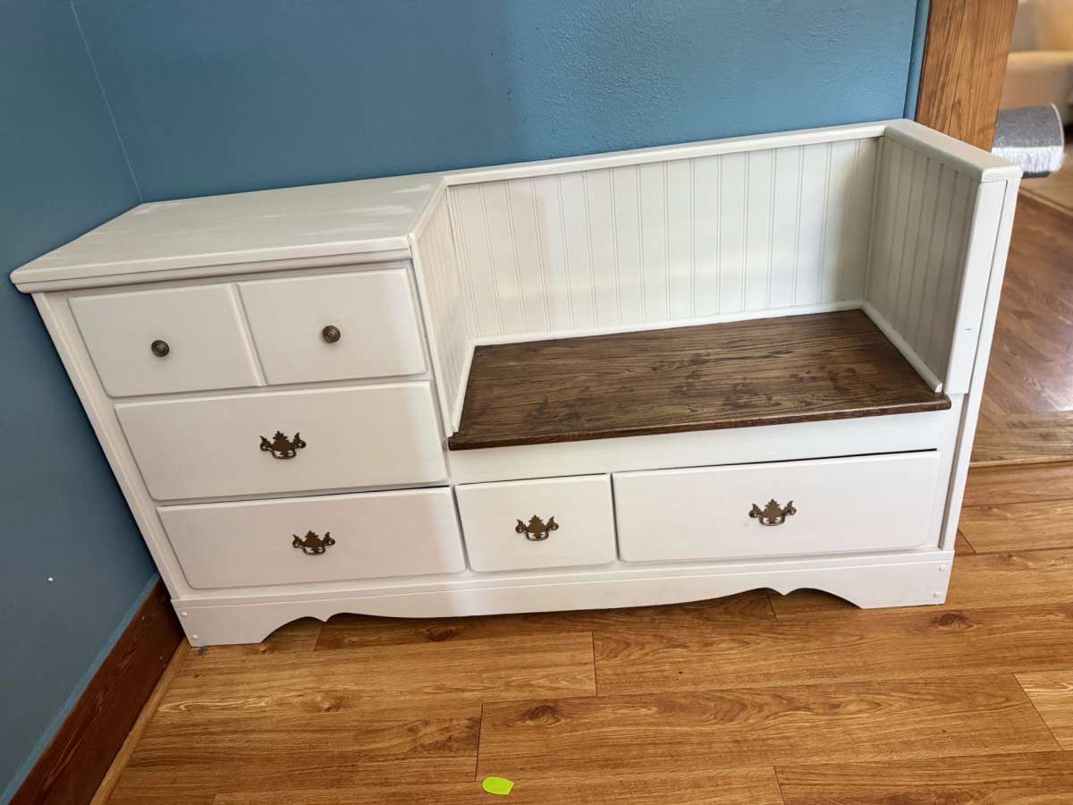White Cabinet with Seat