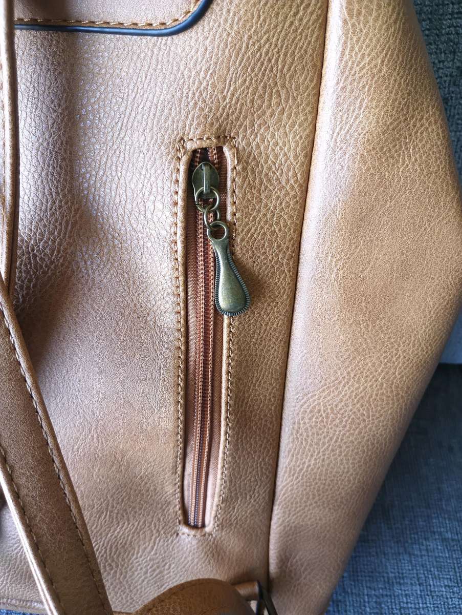 Cognac vintage vegan leather backpack