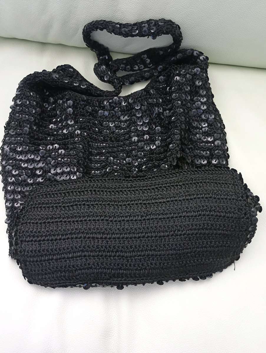 Vintage Sequin Slouchy Hobo Knit Shoulder Bag