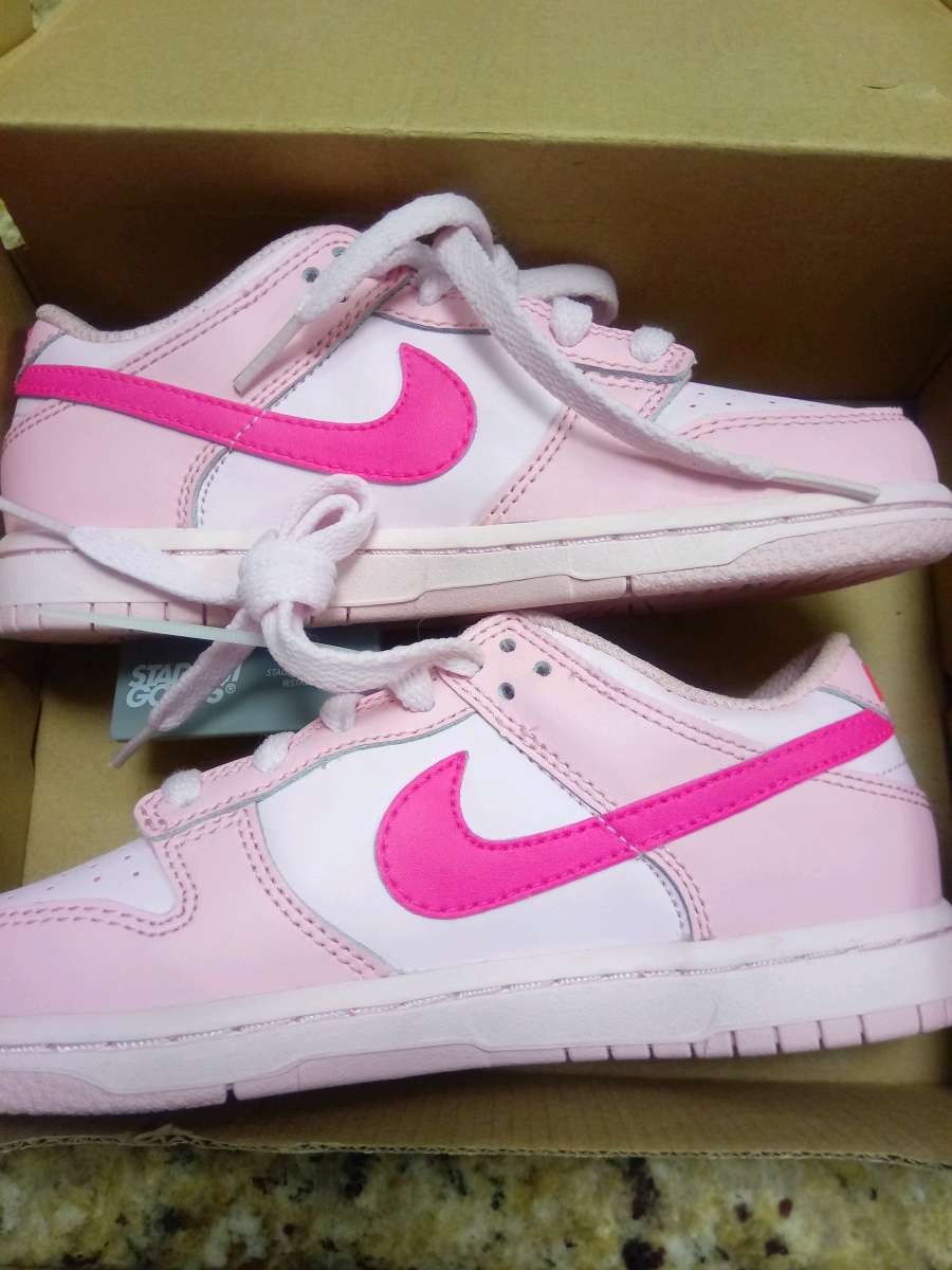 Nike Dunk Low Triple Pink Swoosh Sneakers PreSchool Size 13C