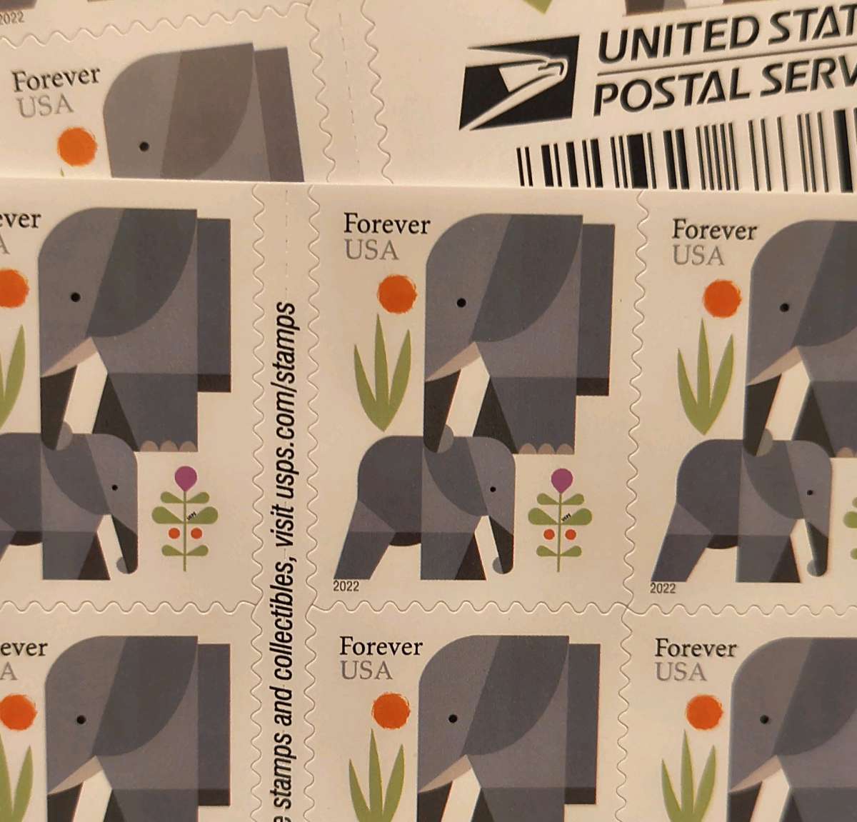 Cute Elephants USPS Forever Stamps 5 Booklets of 20