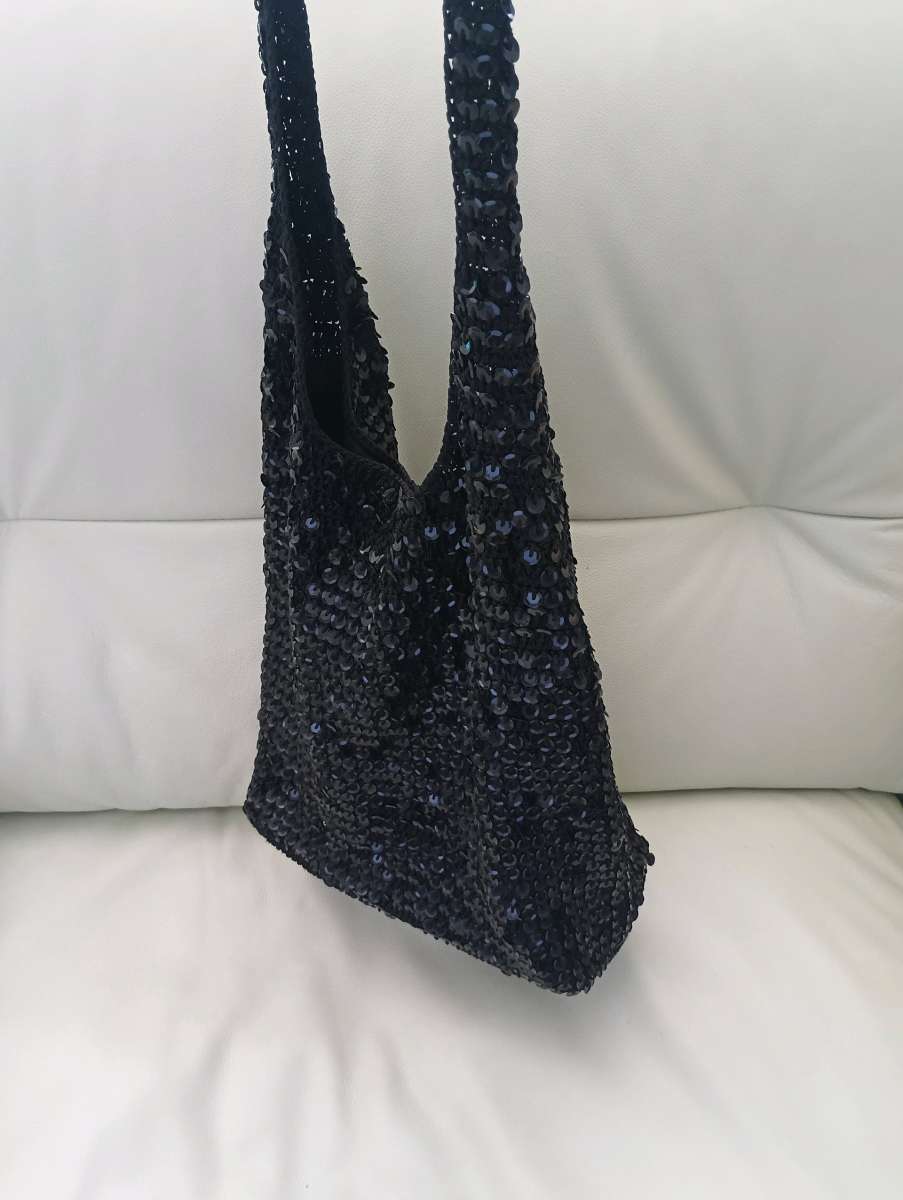 Vintage Sequin Slouchy Hobo Knit Shoulder Bag