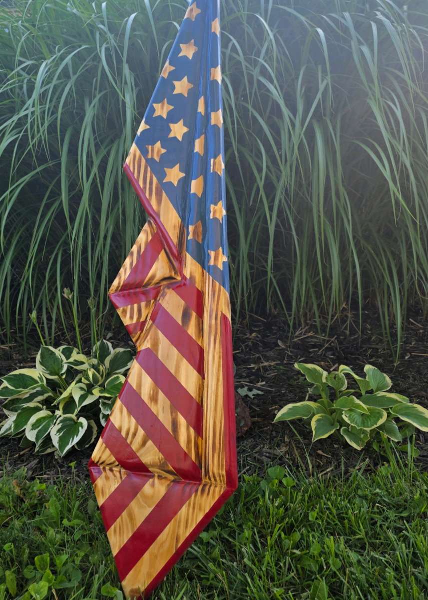 Wooden Draped American Flag