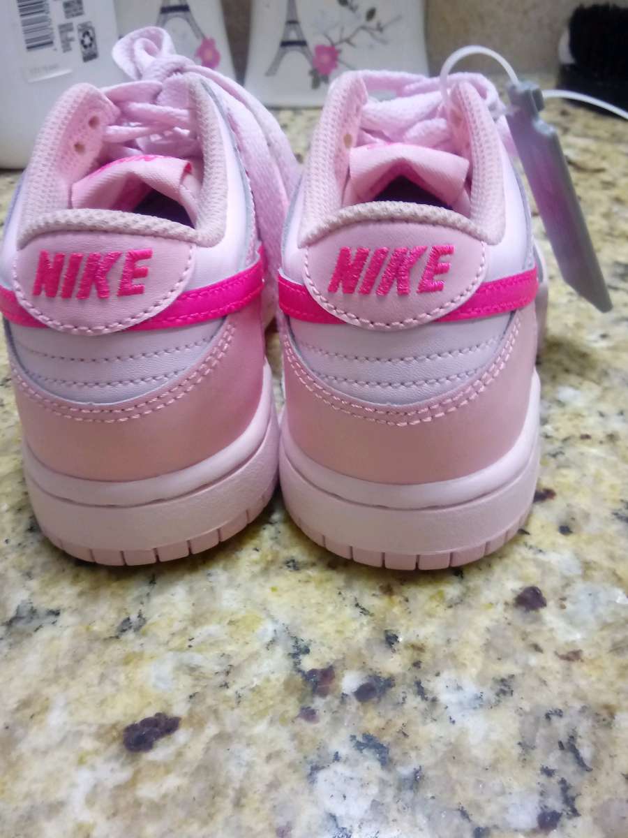 Nike Dunk Low Triple Pink Swoosh Sneakers PreSchool Size 13C