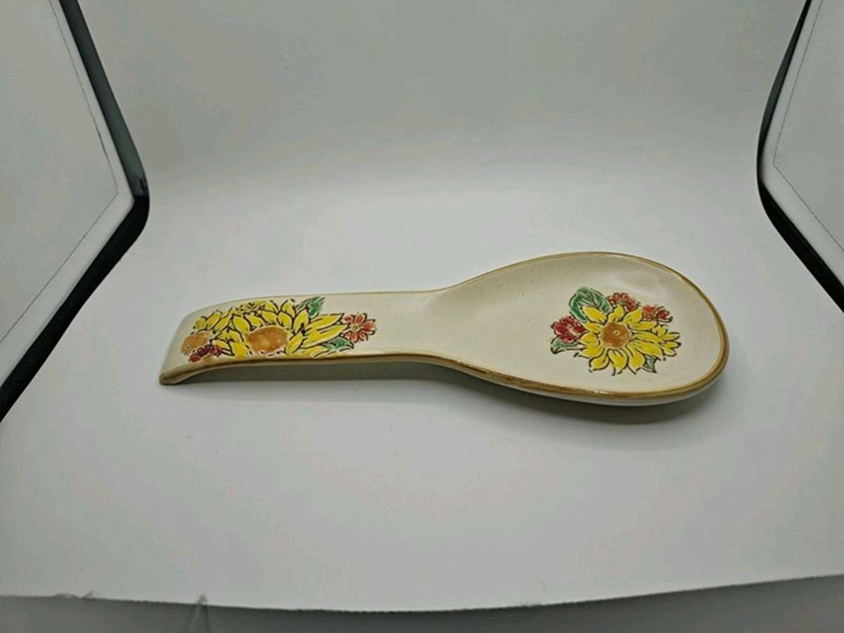 InHomestylez Gilded Sunflower Floral Ceramic Spoon Rest Fall