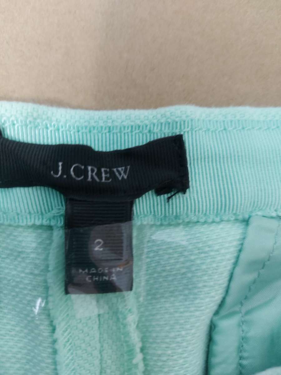 J Crew Mint Green Pleated Pique Cotton Shorts Size 2 Flaw