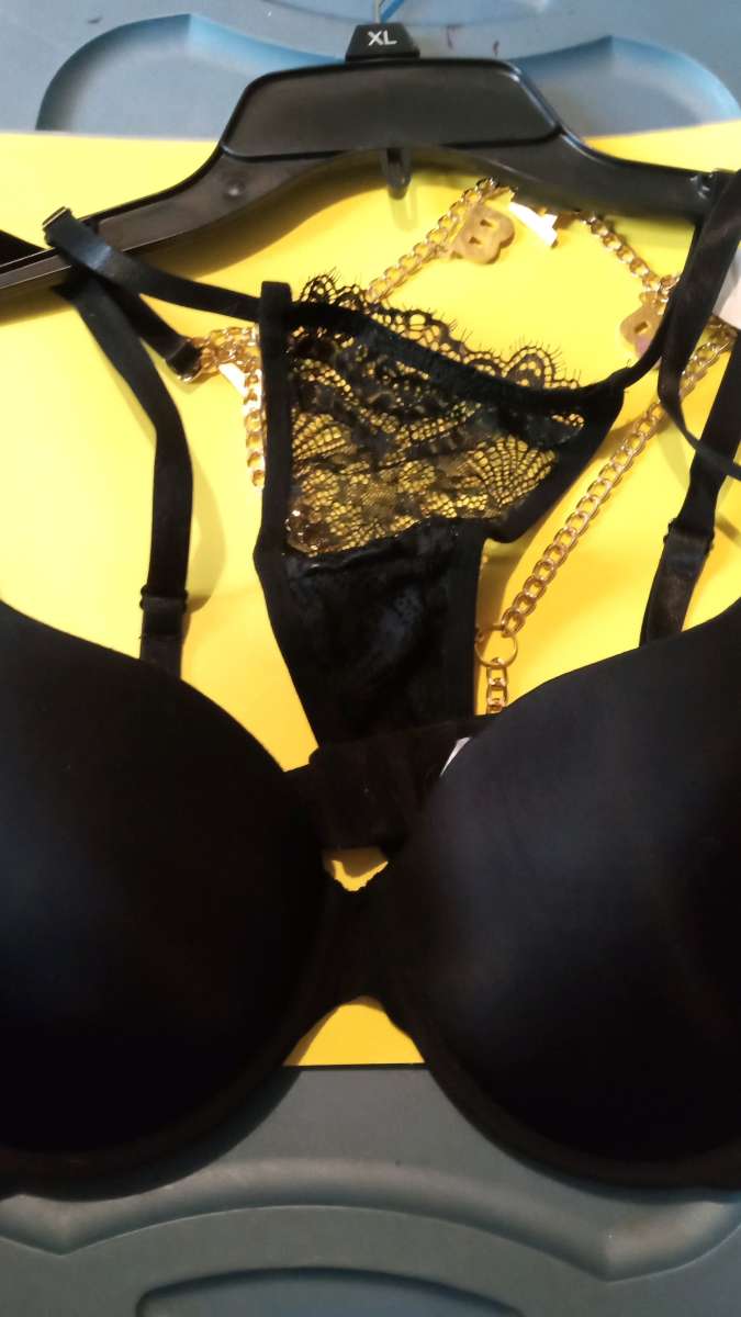 Black Bra and Lace Thongs