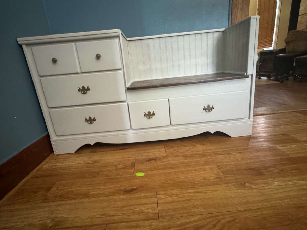 White Cabinet with Seat