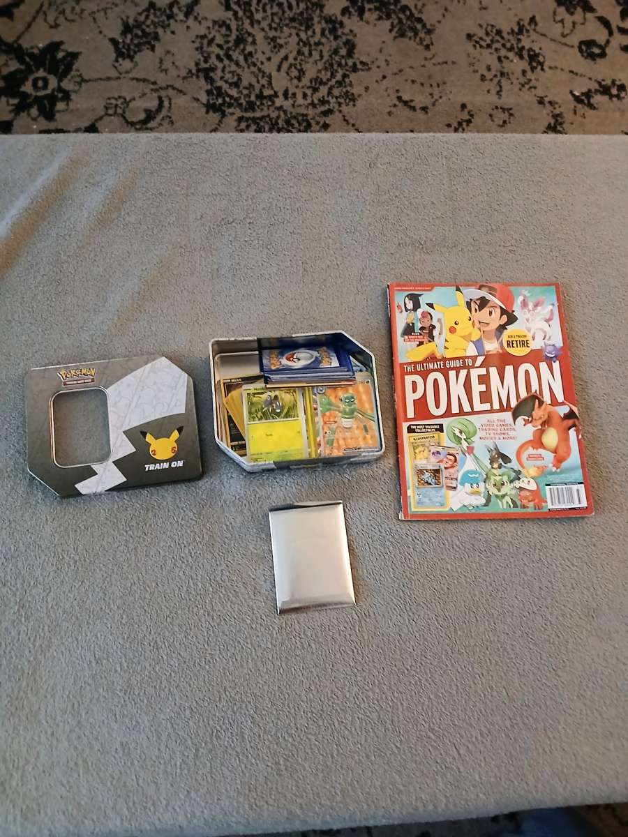 263 Pokemon Cards with Tin Box Card Holder And Magazine
