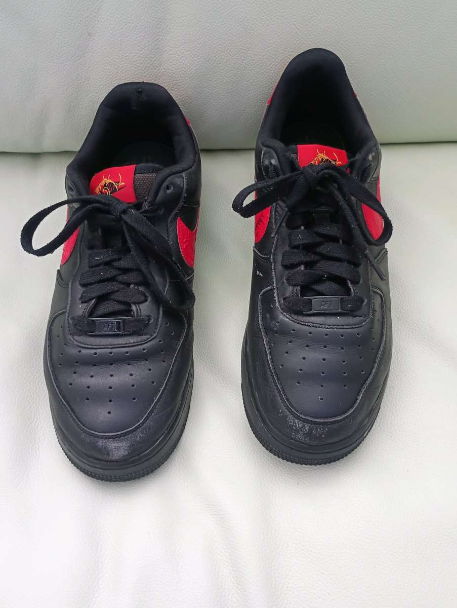 Nike Air Force 1 07 LE Russian Floral Black Red shoes