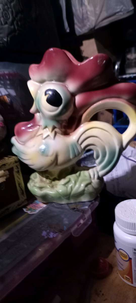 antique chicken rooster vase