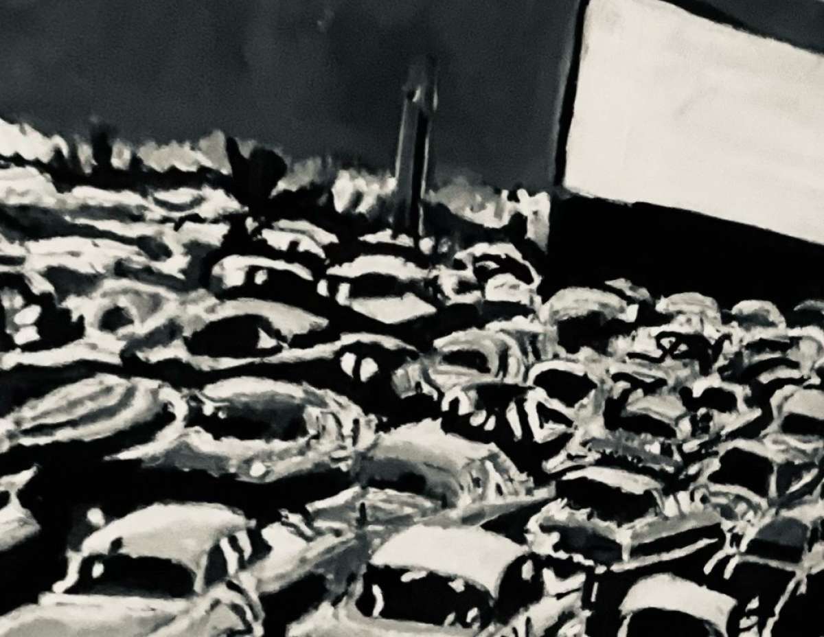 Original Old Car Movie Drive In GG  11 x 14 Black  White Can