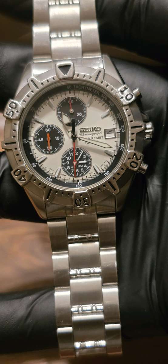 vintage seiko chronograph panda dial