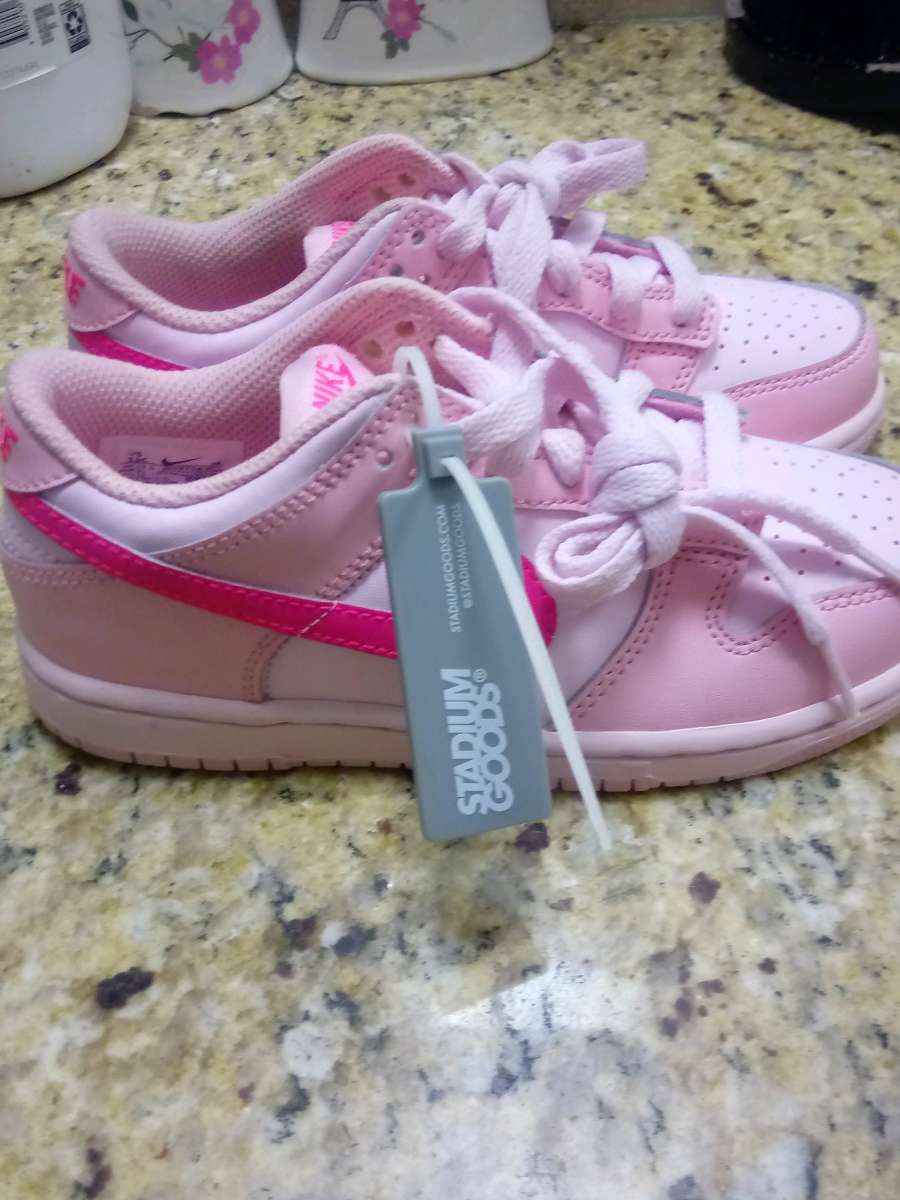 Nike Dunk Low Triple Pink Swoosh Sneakers PreSchool Size 13C