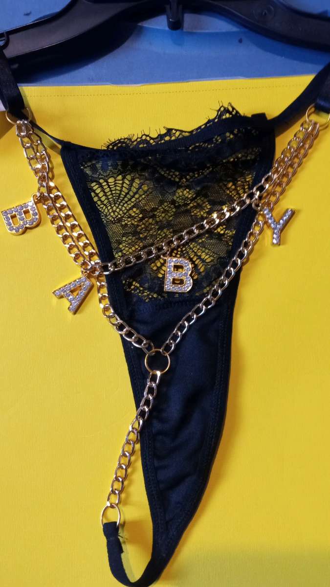 Black Bra and Lace Thongs