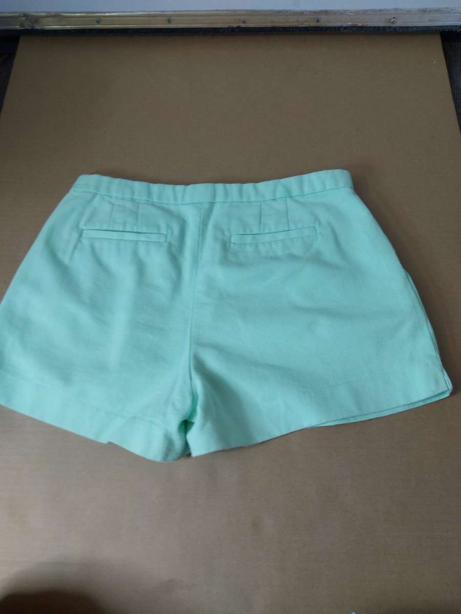 J Crew Mint Green Pleated Pique Cotton Shorts Size 2 Flaw
