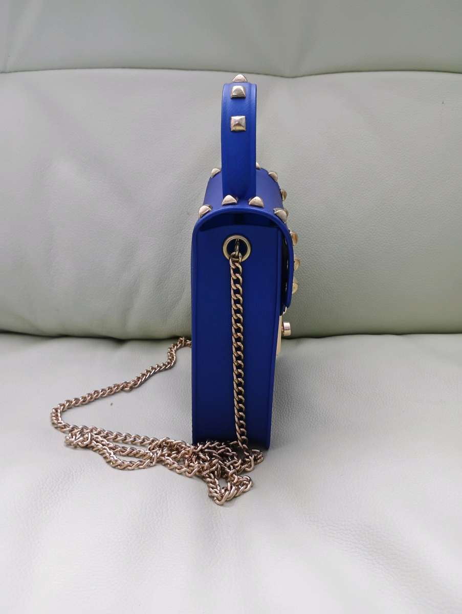 Le Mie Blue Womens Jelly Gold Stud Tone Gold Tone Chain Stra