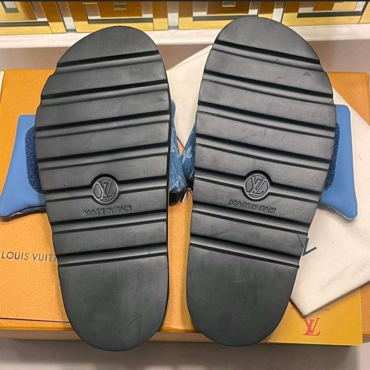 Louis Vuitton Monogram Denim Pillow slides