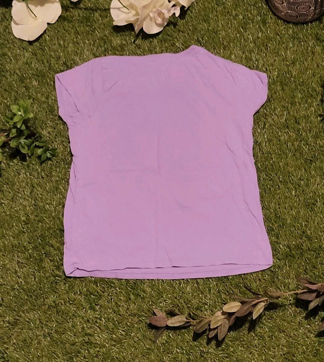 Girls Purple Be Kind Tee with Animal Print