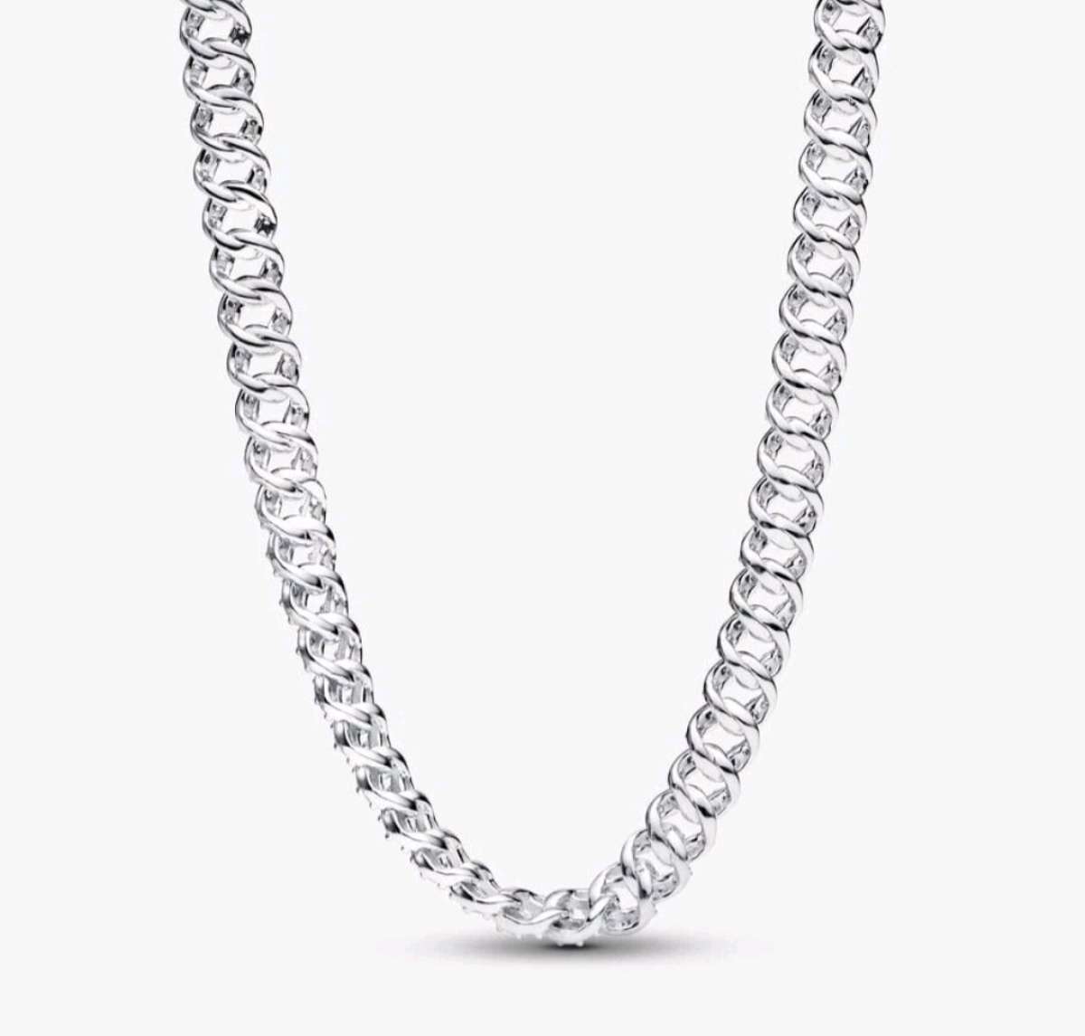 PANDORA STERLING SILVER PAVE CUBAN NECKLACE
