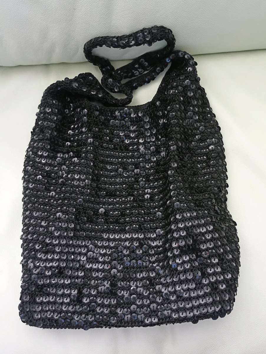 Vintage Sequin Slouchy Hobo Knit Shoulder Bag