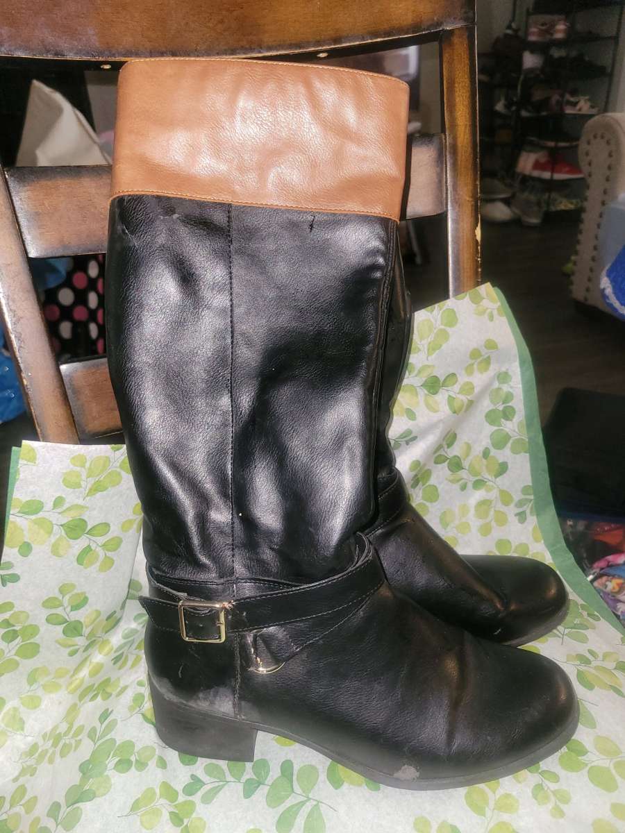 TWO TONE KNEE HIGH BOOTS