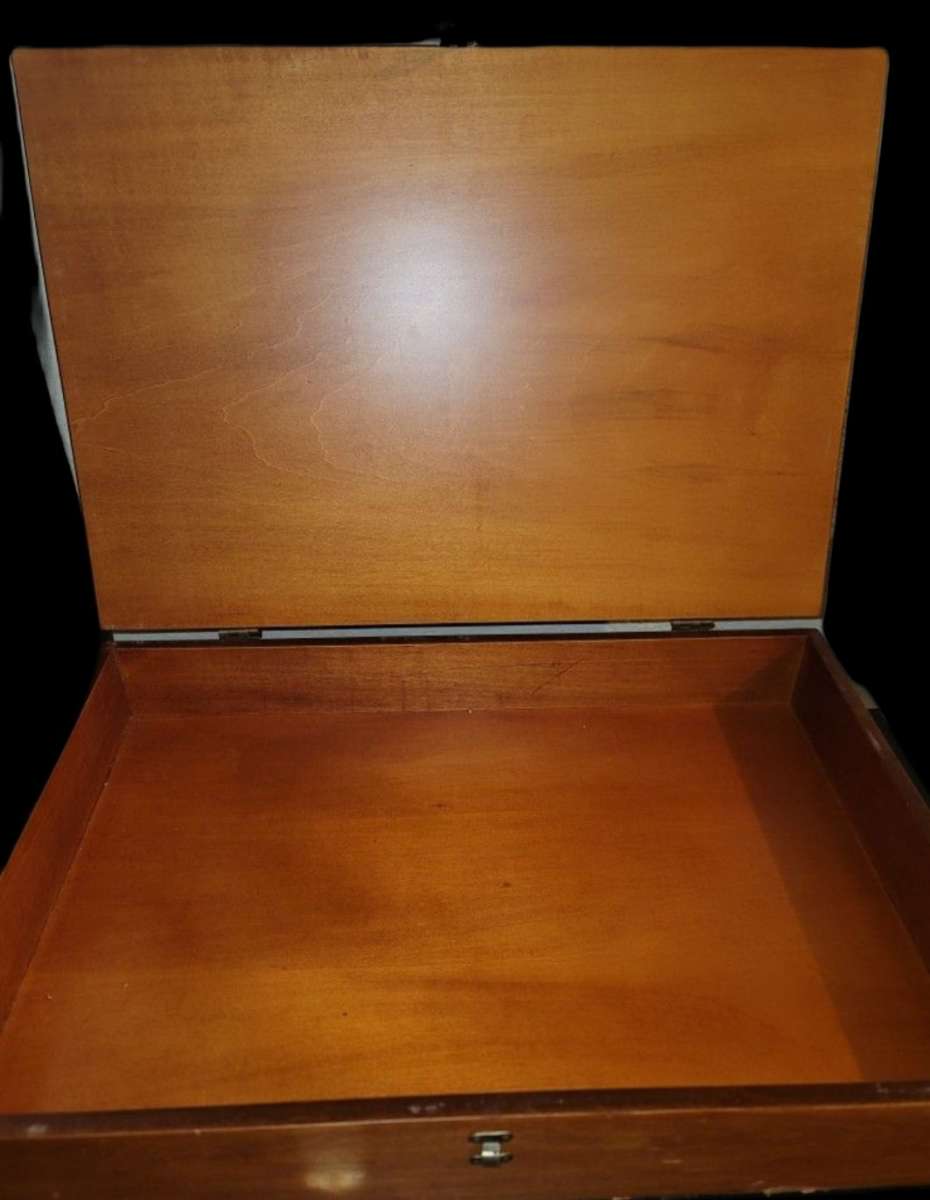 Wooden teachers school classroom documents and mementos case