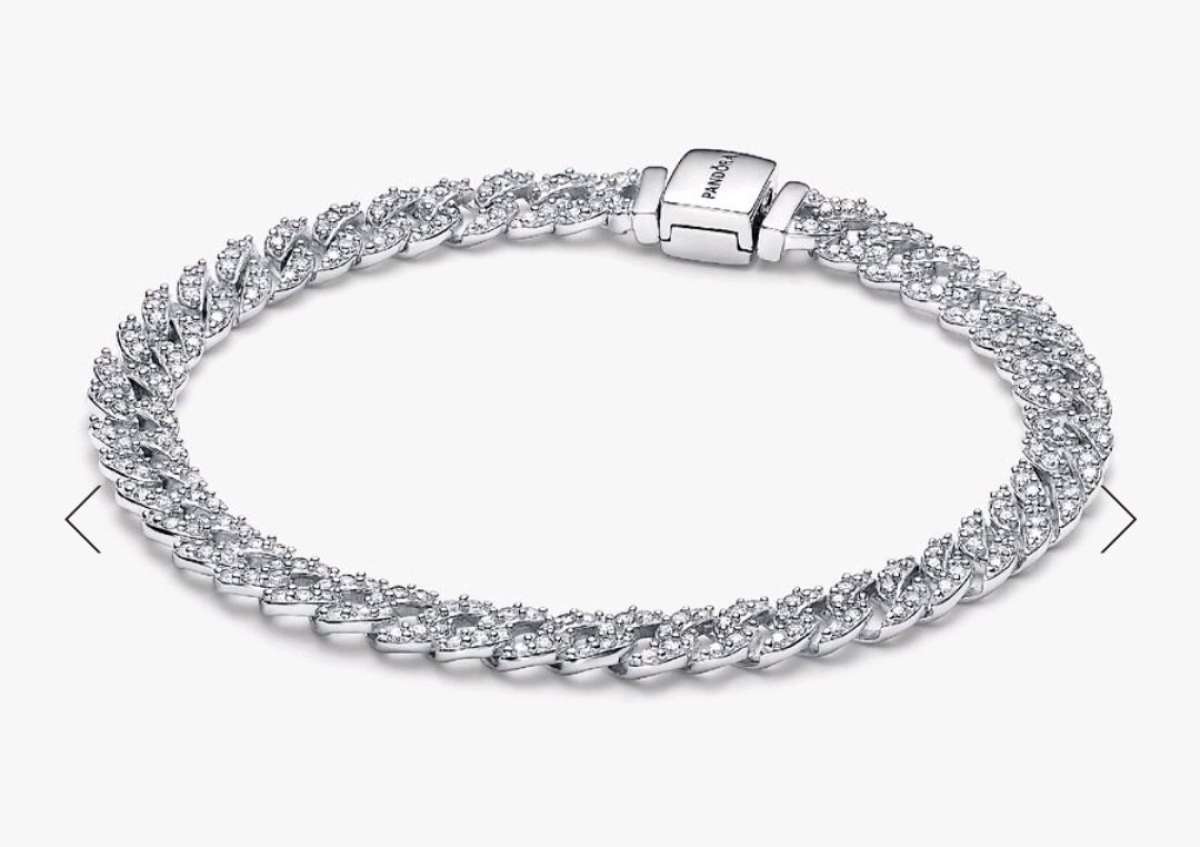 PANDORA TIMELESS PAVE CUBAN CHAIN STERLING SILVER BRACELET