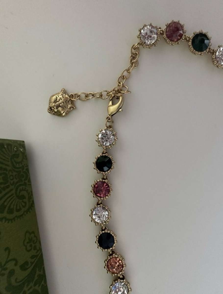 used Gucci Gold Multicor Stones Lion Necklace