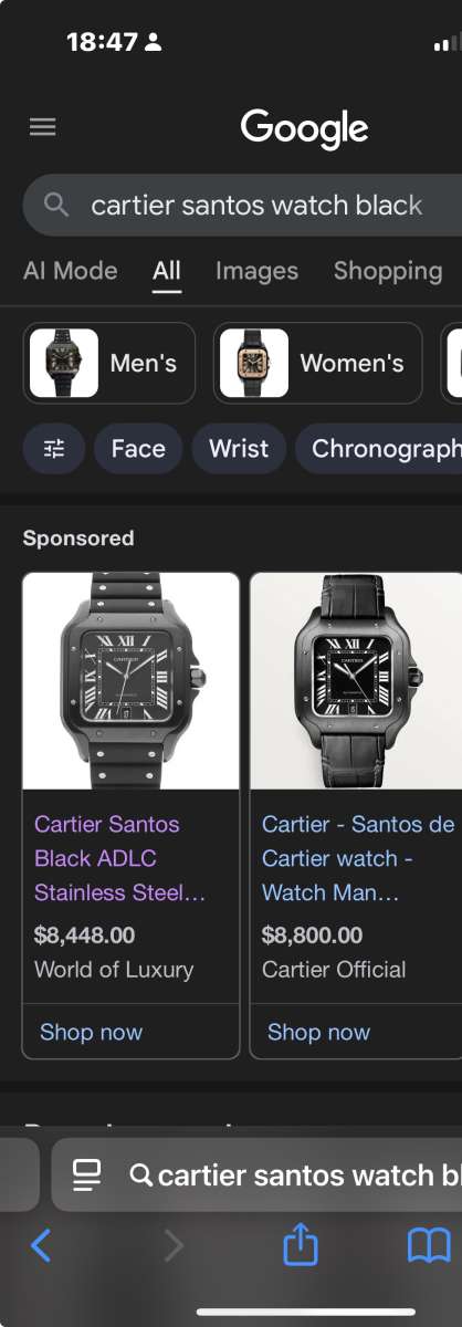 Cartier Santos de Cartier Mens Wristwatch Steel Silver With