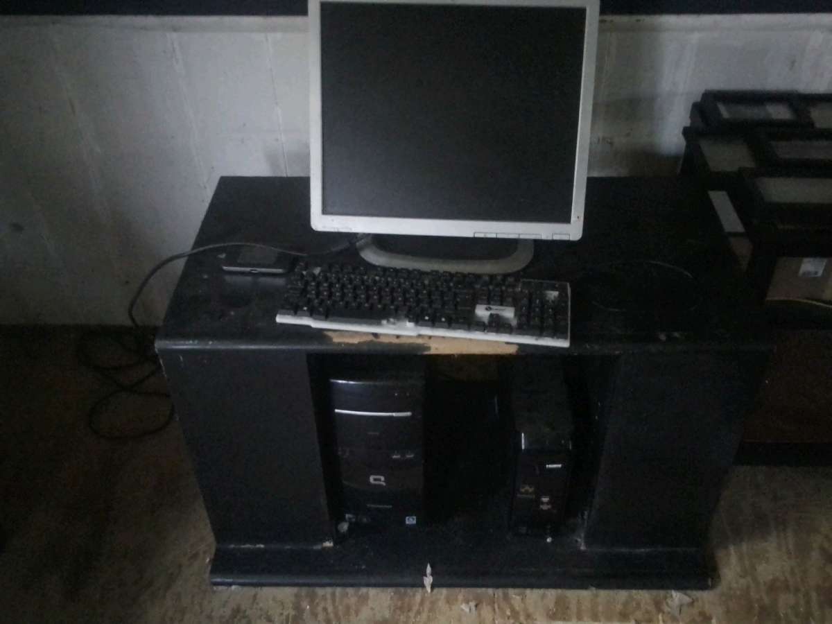 monitor and two hard drive