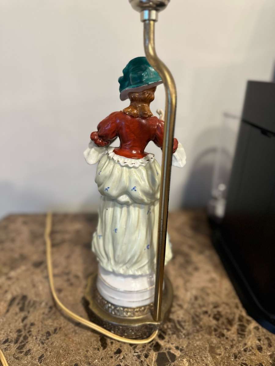 Vintage Porcelain Figurine Table Lamps Set French Man And Wo