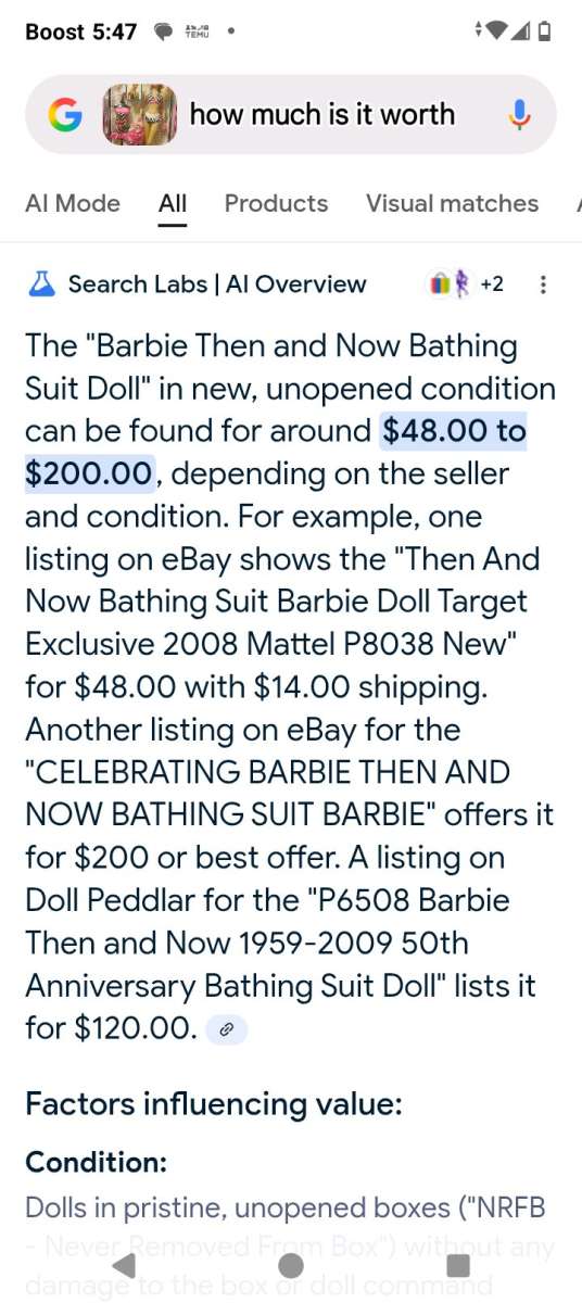 recreation of the then n now Barbie doll 50th anniversary