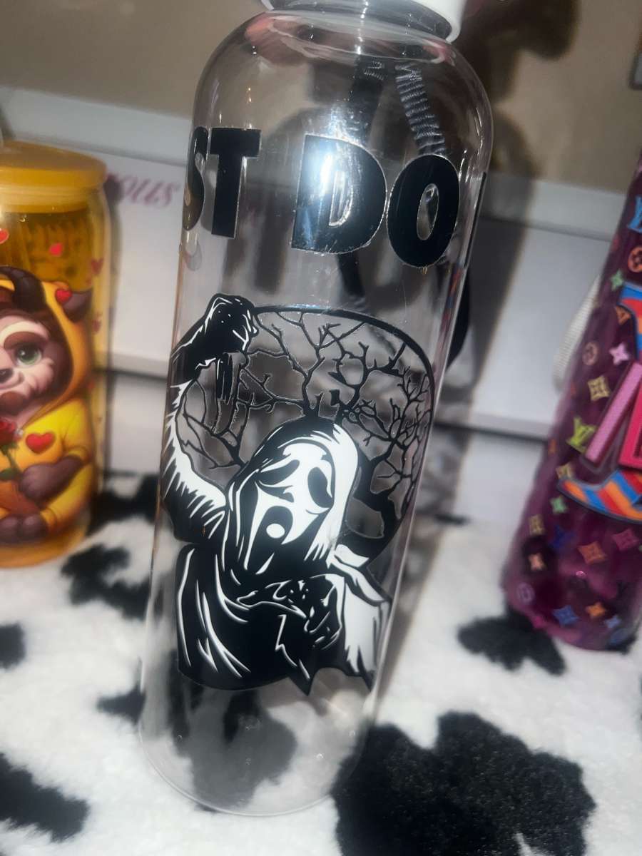 ghost face plastic reusable water bottles