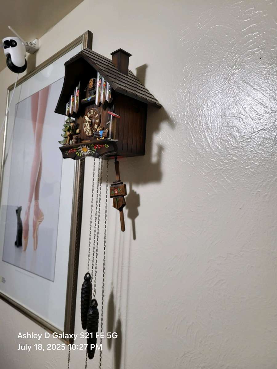 1970s vintage German cuckoo clock with pine cones and pineap