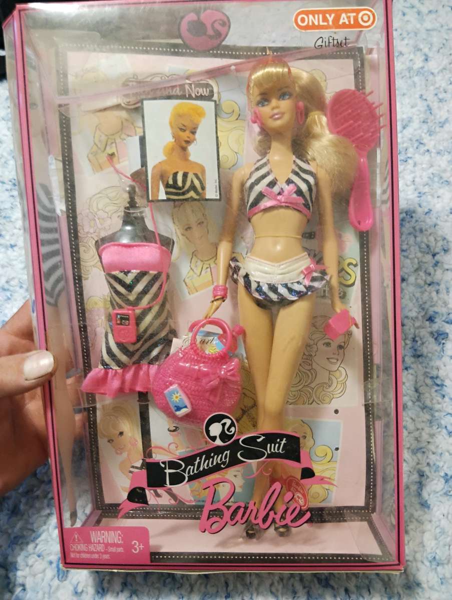 recreation of the then n now Barbie doll 50th anniversary
