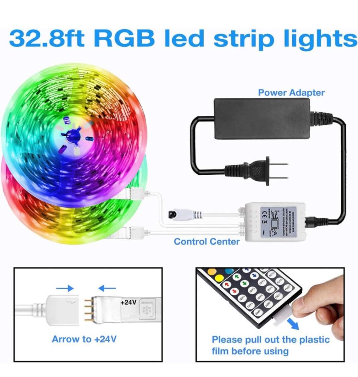 DAYBETTER Led Strip Lights 328ft Kit with Remote and Power